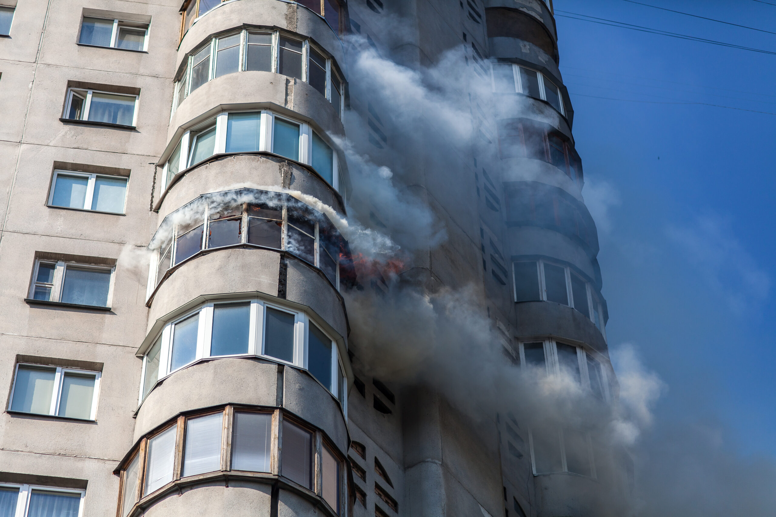 Fire in residential building in Kyiv, Ukraine